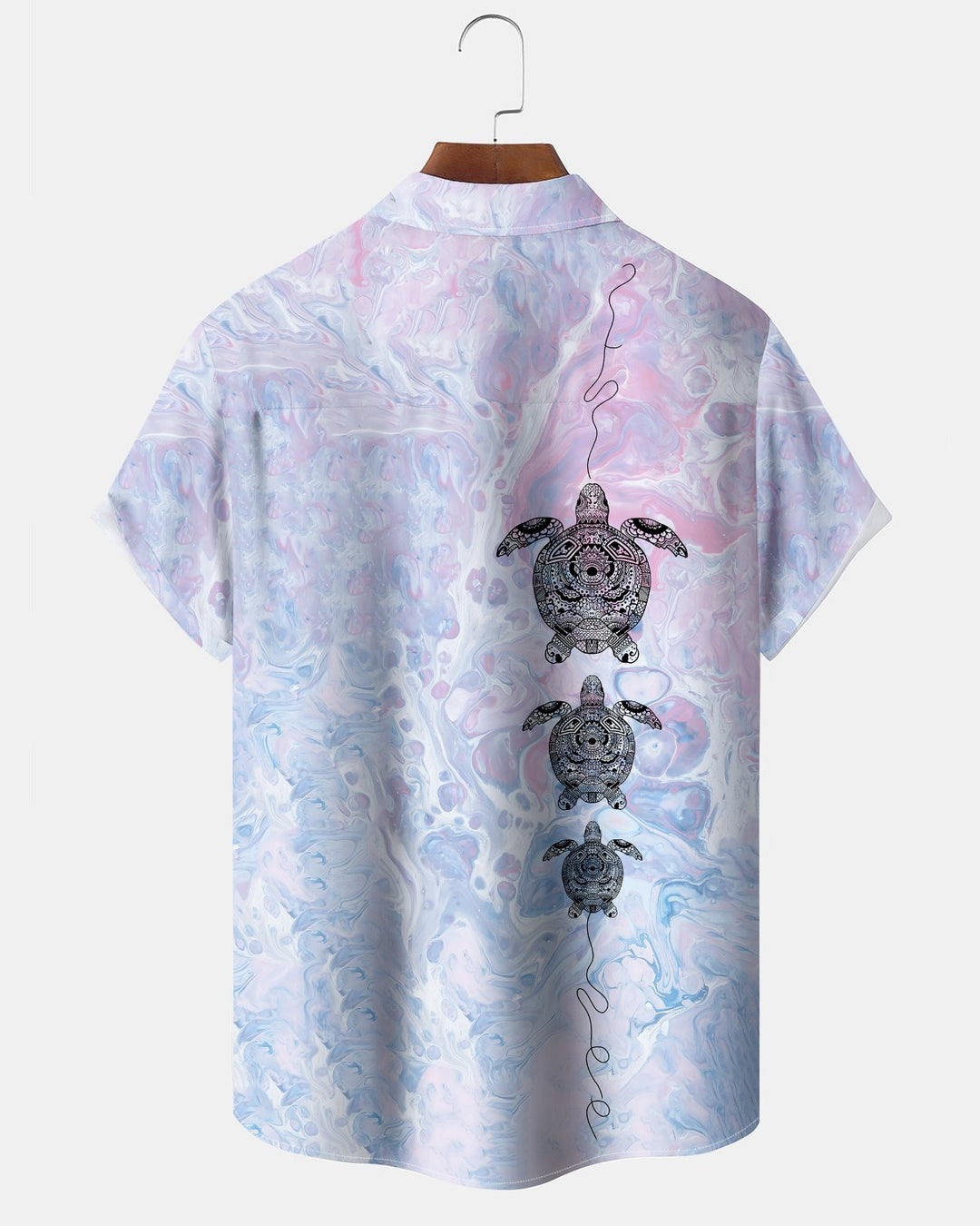 Alohadaddy® Hawaiian Turtle Print Art Button Pocket Cardigan Men&