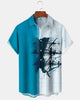 Alohadaddy® Hawaiian Sailboat Print Art Button Pocket Cardigan Men's Short Sleeve Shirt Big & Tall