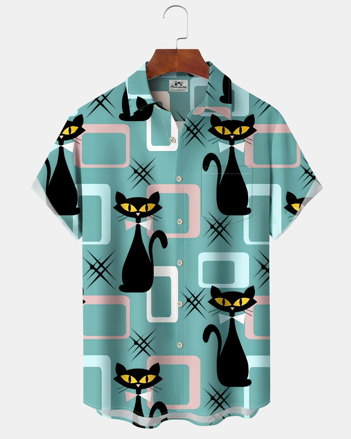 Alohadaddy® Casual Fish Print Art Button Pocket Cardigan Men&