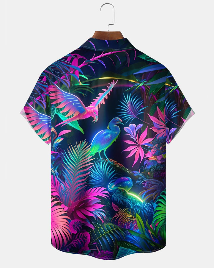 Alohadaddy® Hawaiian Palm Leaf Print Art Button Pocket Cardigan Men&