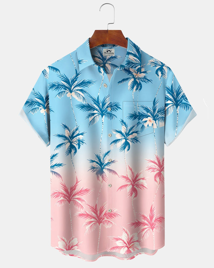 Alohadaddy® Hawaiian Palm Tree Print Art Button Pocket Cardigan Men&