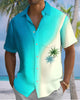 Alohadaddy® Hawaiian Palm Tree Print Art Button Pocket Cardigan Men's Short Sleeve Shirt