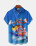 Alohadaddy® Hawaiian Leopard Surfing Print Art Button Pocket Cardigan Men's Short Sleeve Shirt
