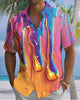 Alohadaddy® Vintage Art Print Art Button Cardigan with Pockets Men's Short-Sleeve Shirt