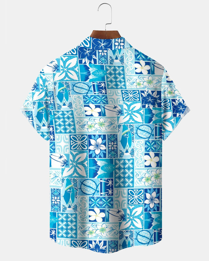 Alohadaddy® Hawaiian Floral Print Art Button Pocket Cardigan Men&