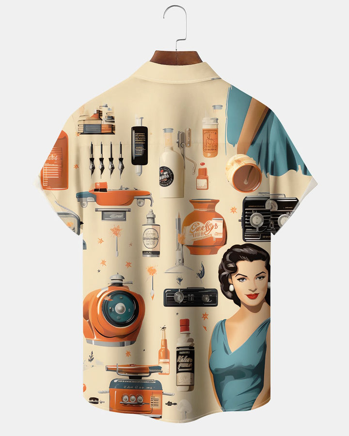 Alohadaddy® Vintage Home Print Art Button Pocket Cardigan Men&