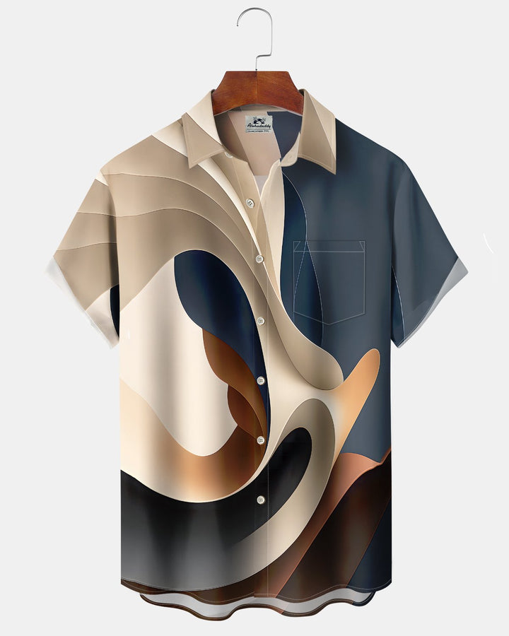 Alohadaddy® Casual Abstract Print Art Button Pocket Cardigan Men&
