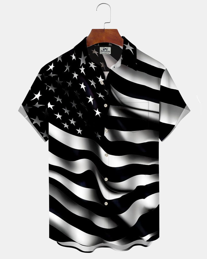 Alohadaddy® Holiday Independence Day Print Art Button Cardigan with Pockets Men&