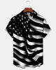 Alohadaddy® Holiday Independence Day Print Art Button Cardigan with Pockets Men's Short Sleeve Shirt