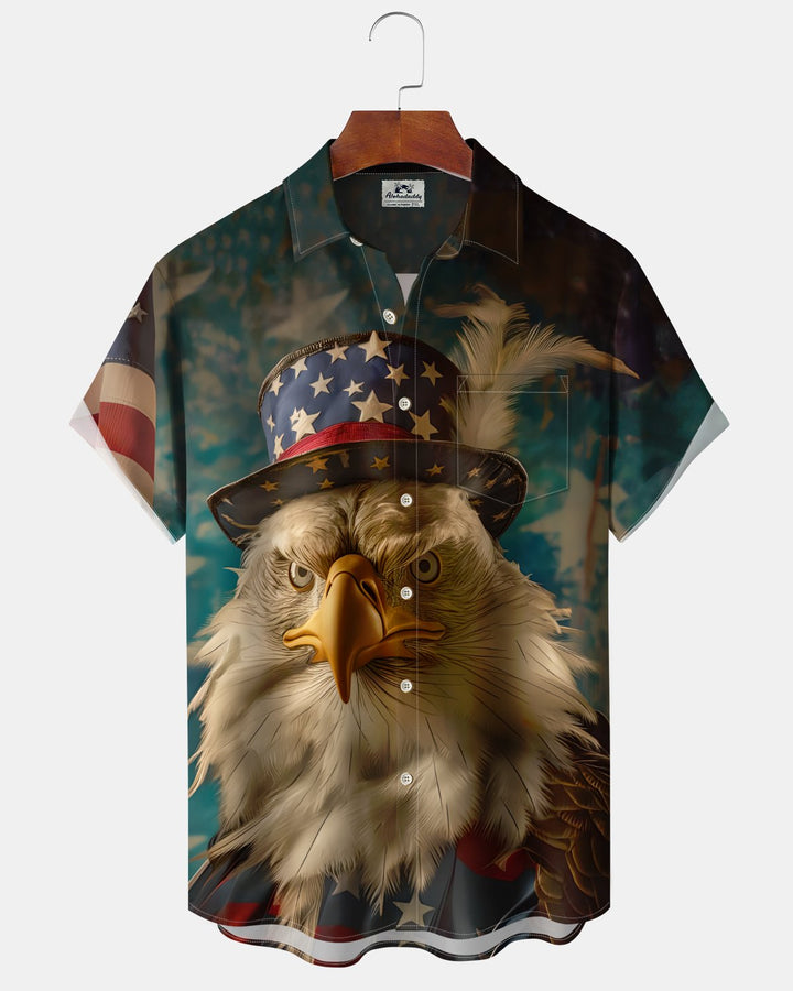 Alohadaddy® Holiday Independence Day Print Art Button Pocket Cardigan Men&