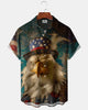 Alohadaddy® Holiday Independence Day Print Art Button Pocket Cardigan Men's Short Sleeve Shirt