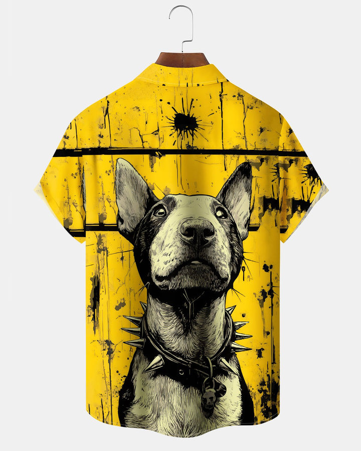 Alohadaddy® Vintage Dog Print Art Button Pocket Cardigan Men&