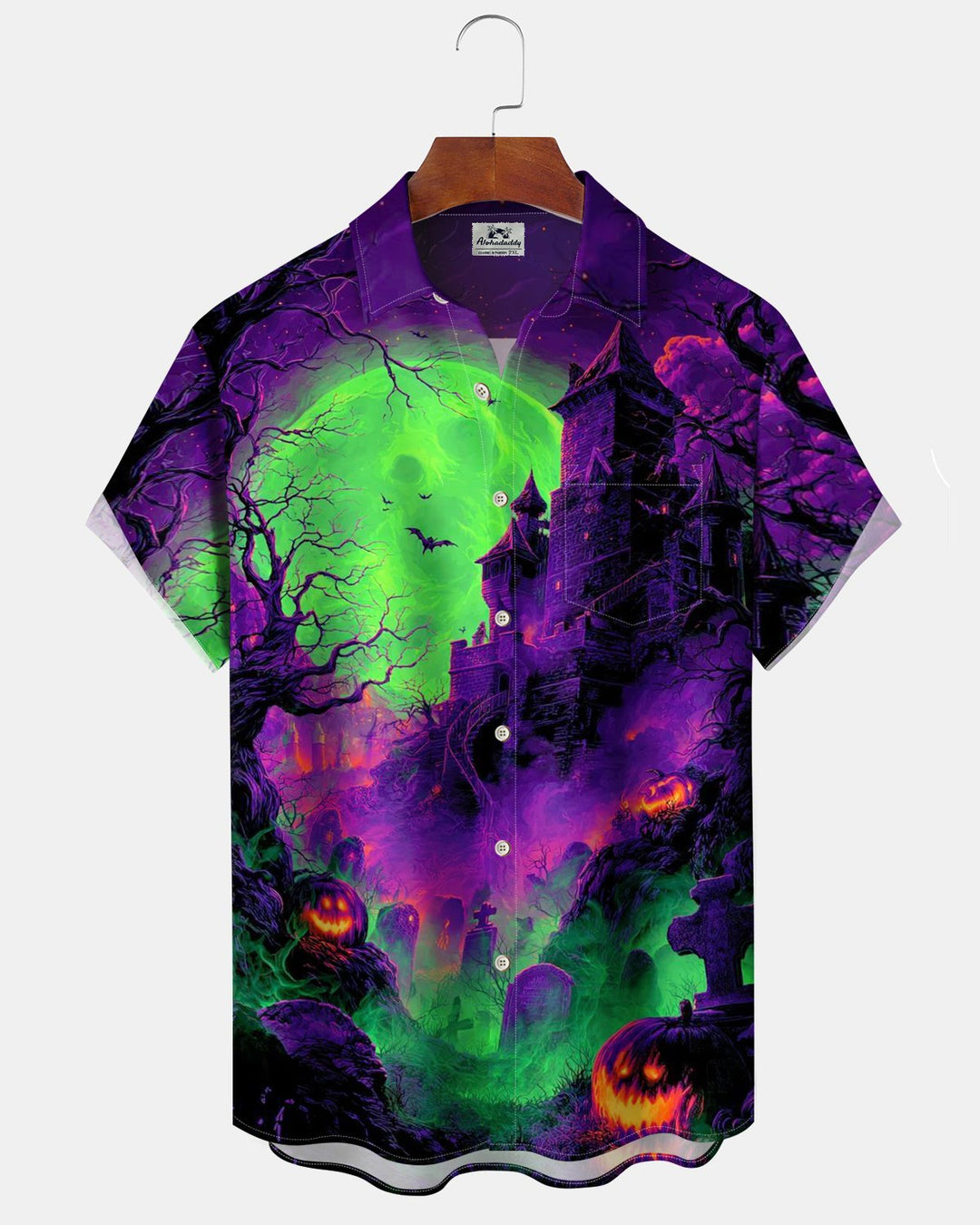 Alohadaddy® Holiday Halloween Graphic Print Button-Down Pocket Cardigan-Style Men&