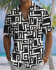 Alohadaddy® Men's Short-Sleeve Casual Cardigan Shirt  Geometric Art Print Button-Front with Pocket