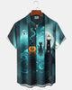 Alohadaddy® Holiday Halloween Graphic Print Button-Down Pocket Cardigan-Style Men's Short-Sleeve Shirt