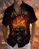 Alohadaddy® Men's Short-Sleeve Button-Down Shirt Vintage Halloween Graphic Print with Pocket
