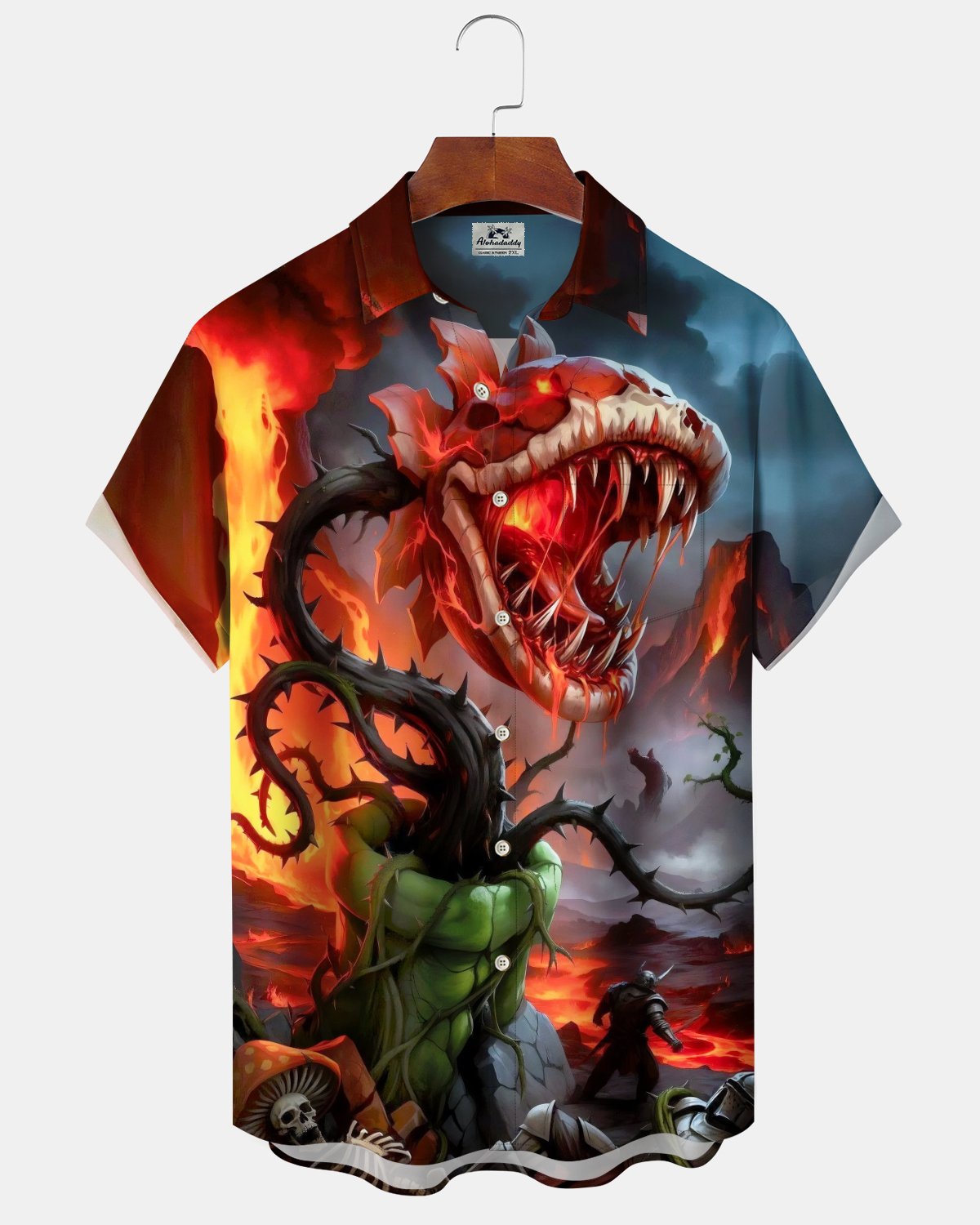 Alohadaddy® Men's Short-Sleeve Button-Down Shirt with Pocket  Vintage Halloween Graphic Print