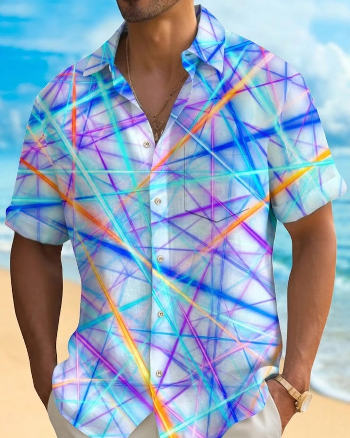 Alohadaddy® Casual Abstract Art Striped Light Print Men&