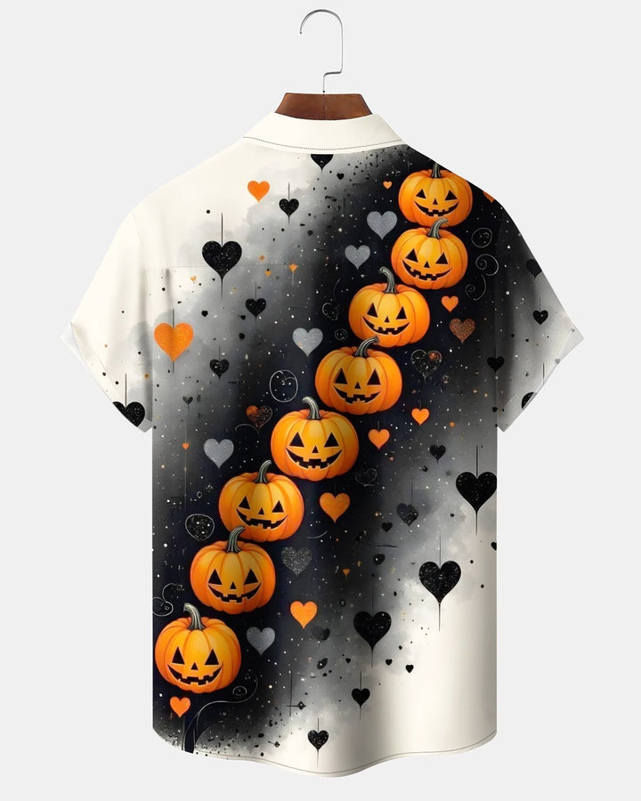 Alohadaddy® Holiday/Halloween Print Button-Down Short-Sleeve Shirt with Pocket