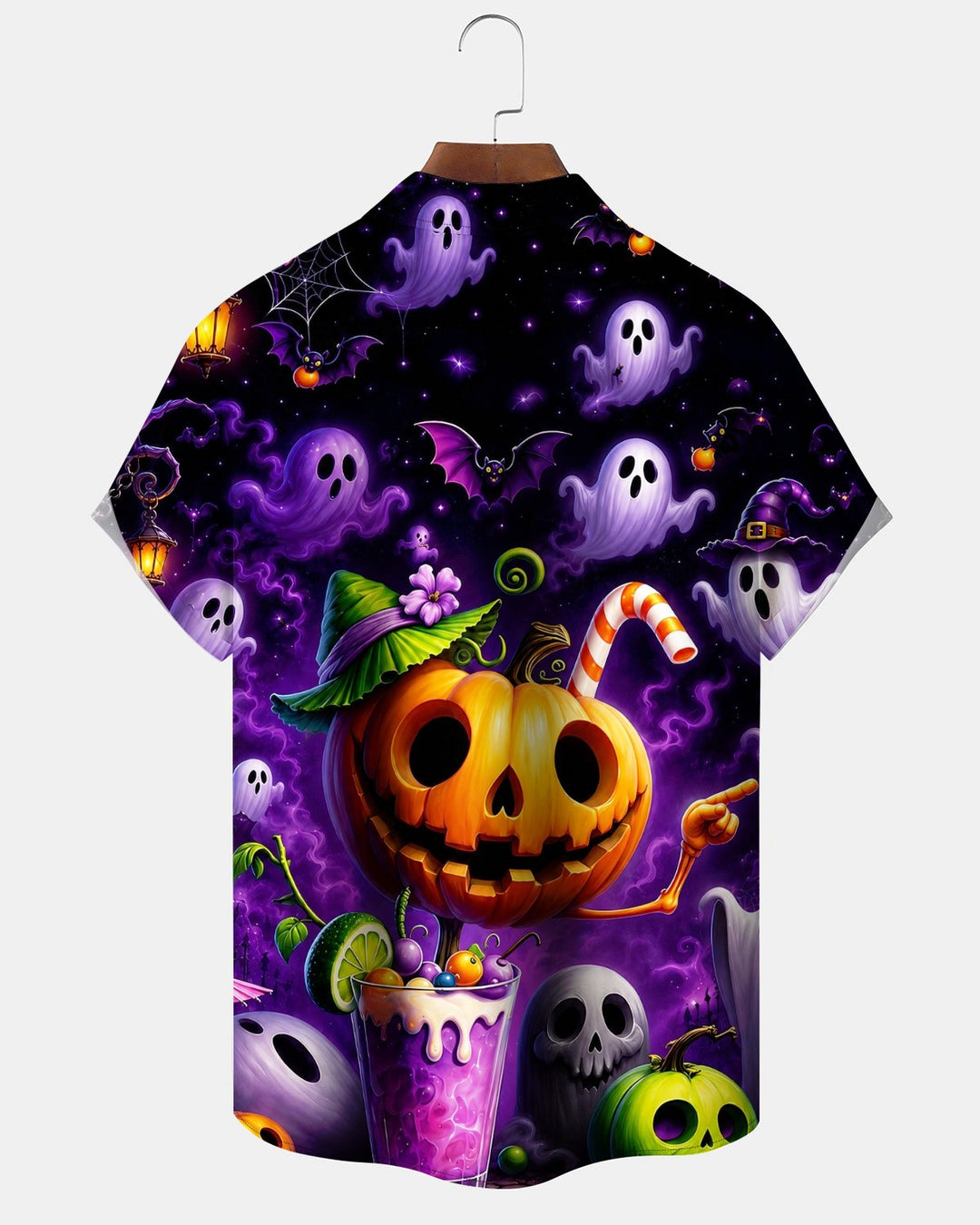 Alohadaddy® Holiday Halloween Graphic Print Button-Down Pocket Cardigan-Style Men&