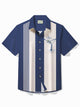 Alohadaddy Vintage Bowling Glass Print Chest Pocket Shirt Plus Size Men's Shirt