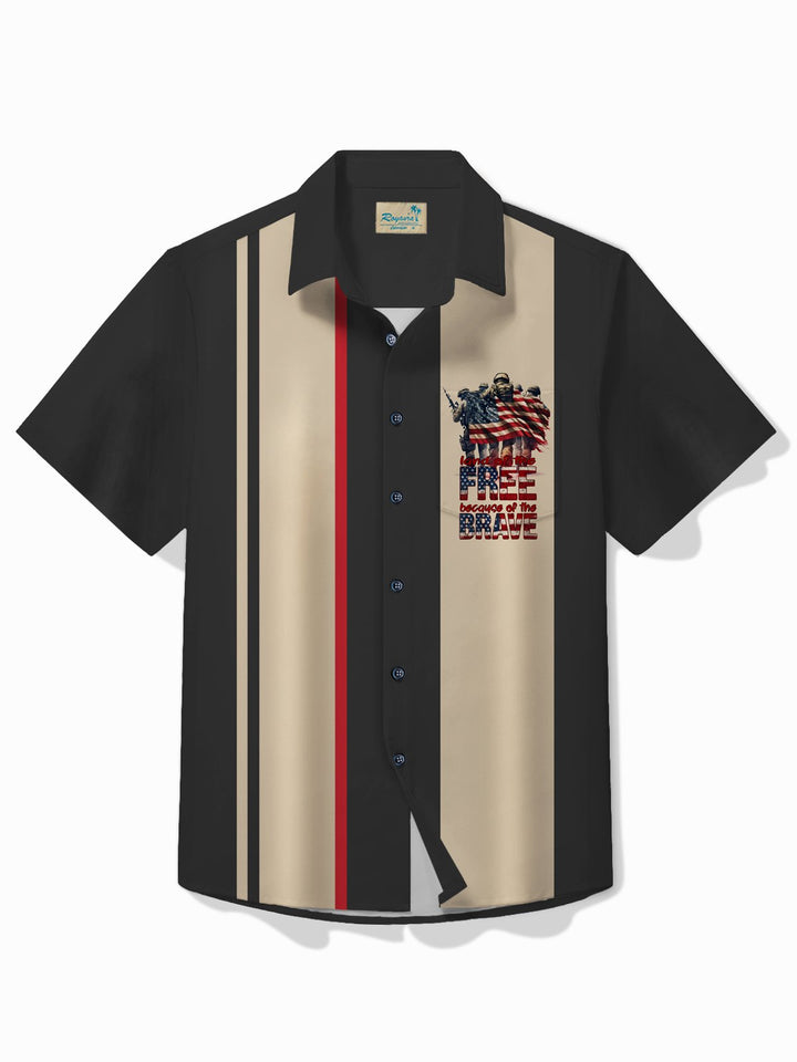 Camisa de hombre con estampado de bandera estadounidense de soldado del Día de los Caídos de Alohadaddy, camisa de bolsillo para acampar de fácil cuidado, talla grande