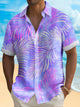 Alohadaddy Beach Vacation Men's Hawaiian Shirt Gradient Botanical Print Stretch Pocket Camping Shirt Big Tall
