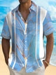 Alohadaddy Hawaiian Gold Botanical Print Men's Button Pocket Short Sleeve Shirt