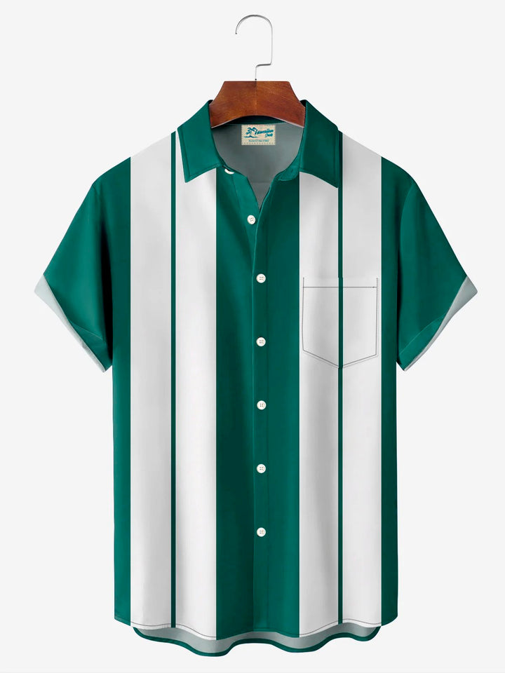 Alohadaddy Retro Bowling Stripe Contrast Color 3D Print Men&