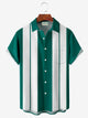Alohadaddy Retro Bowling Stripe Contrast Color 3D Print Men's Button Pocket Short Sleeve Shirt Big & Tall