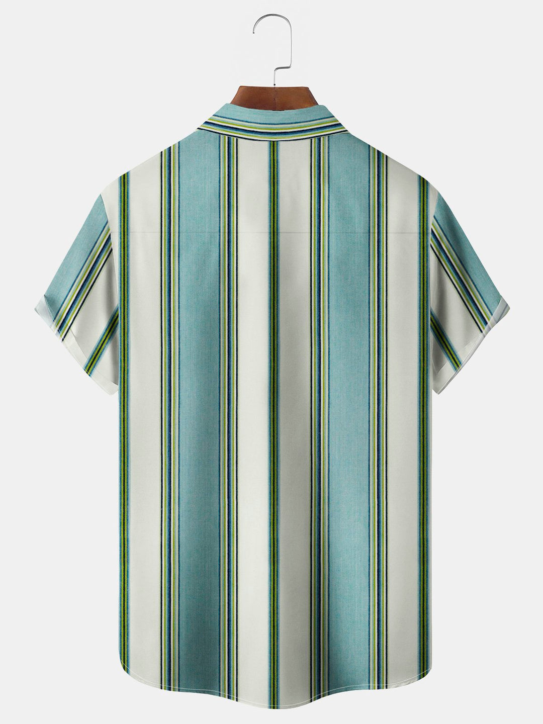 Camisa de hombre de manga larga con bolsillo en el pecho y estampado de rayas estilo bolos vintage de Alohadaddy