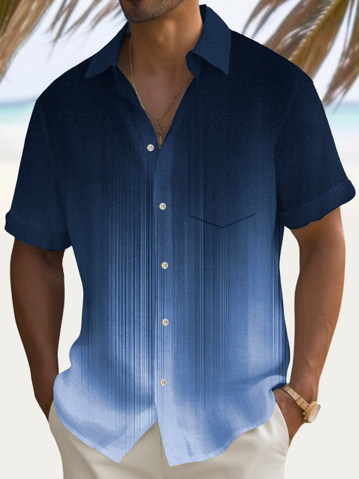 Alohadaddy Vintage Gradient Stripe Print Chest Pocket Men&