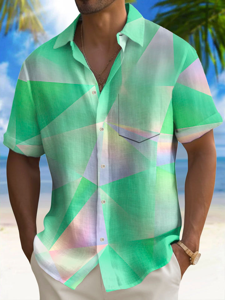 Chemise haute pour homme à imprimé géométrique dégradé vintage Alohadaddy avec poche poitrine