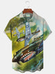 Alohadaddy Vintage War Poster Print Men's Button Pocket Short Sleeve Shirt