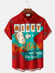 Alohadaddy Christmas Santa Geometric Boomerang Merry Christmas Print Chest Pocket Stretch Hawaiian Shirts Big Tall