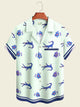 Alohadaddy Hawaiian Crocodile Flowers Art Print Button Cardigan Pockets Elastic Oversized Long Short Sleeve Shirt