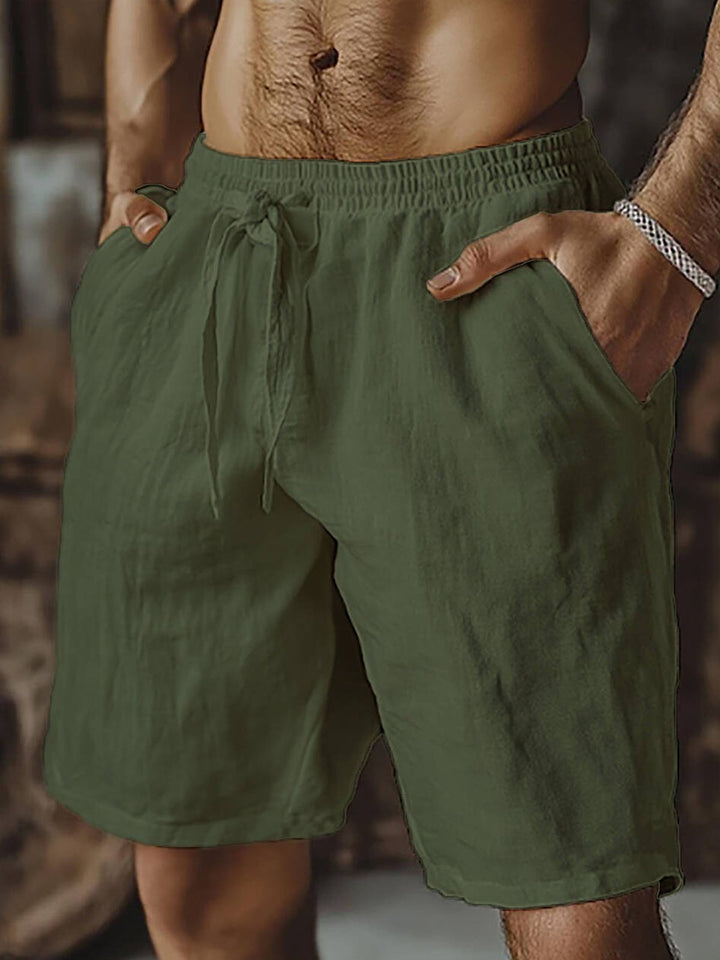 Alohadaddy® Solid Basic Cotton Linen Drawstring Beach Shorts