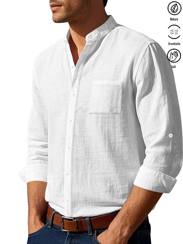 Alohadaddy® Basic Solid Color Cotton Linen Print Men&
