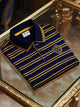 Alohadaddy® Men's Classic Stripe Crown Logo Business Button-Down Polo Shirt Big & Tall