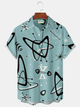 Alohadaddy® Retro 1950s Mid-century Atomic Age Geometric Graphic Print Men's Button Pocket Short Sleeve Shirt Big & Tall