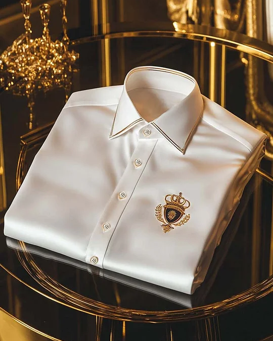 Alohadaddy® Satin Gloss Business Basic Logo Print Elastic Button Men's Long Sleeve Shirt Big & Tall