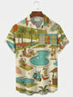 Alohadaddy® Hawaii Pool Skate Vacation Print Men's Button-Down Short-Sleeve Shirt Big & Tall