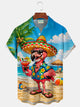 Alohadaddy® Hawaii Flamingo Beer Cigar Cinco de Mayo Print Men's Button-Down Pocket Short-Sleeve Shirt Big & Tall