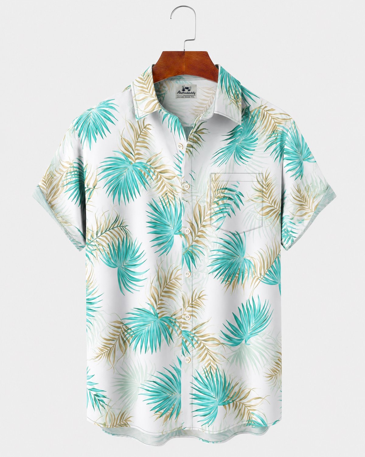 Alohadaddy® Men's Short-Sleeve Button-Down Shirt with Pocket Palm tree Print