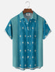 Alohadaddy® Men's Short-Sleeve Button-Down Shirt with Pocket Geometric Print