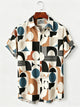 Alohadaddy® Men's Short-Sleeve Button-Down Shirt with Pocket Abstract Print