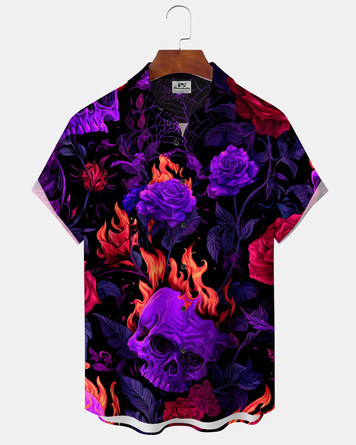 Alohadaddy® Men's Short-Sleeve Button-Down Shirt with Pocket Halloween Print