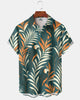 Alohadaddy® Men's Hawaiian Floral Leaf Tropical Print Pocket Short-Sleeve Shirt