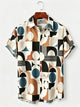 Alohadaddy® Men's Short-Sleeve Button-Down Shirt with Pocket Abstract Print