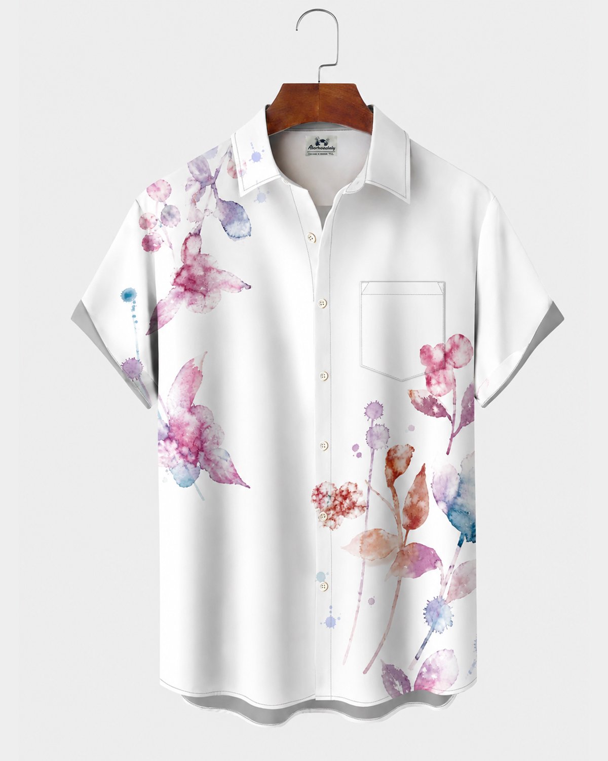 Alohadaddy® Men's Short-Sleeve Button-Down Shirt with Pocket Floral Print